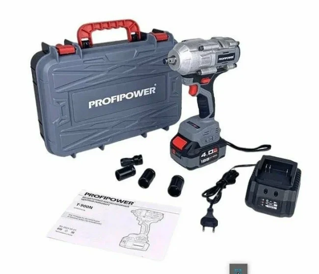 Аккумуляторный гайковерт бесщеточный ударный ProfiPower 900нтм (1шт Li-ion, 4.0Ач)