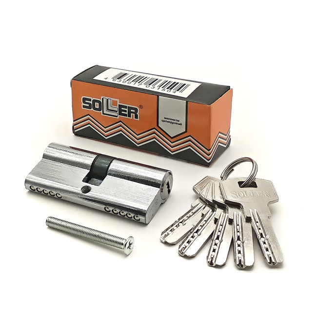 Механизм цилиндровый SOLLER F5 хром 70мм, 5 ключей латунь/металл, профильный ключ (30+10+30) Cu.С (1