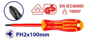 Oтвертка диэлектрическая PH2x100мм EMTOP