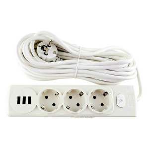 Удлинитель с заземлением 5 м, 3 розетки, 3 USB порта, "MAXIMUM"
