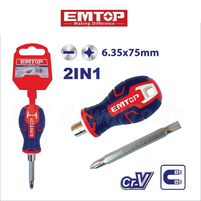Отверткa двухсторонняя 2 в1 мини EMTOP