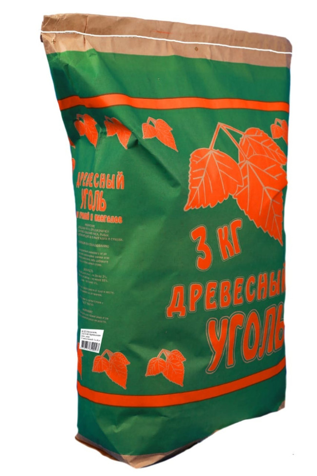 Уголь древесный 3кг 15л.березовый